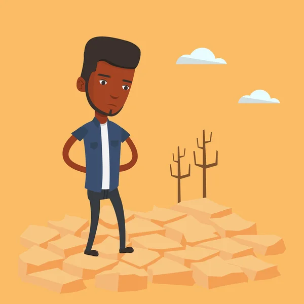 Triste hombre en el desierto vector ilustración . — Vector de stock