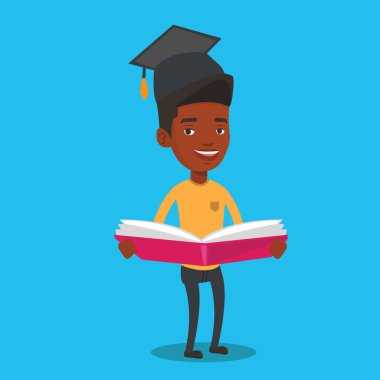 Eller vektör çizim kitap ile mezun.