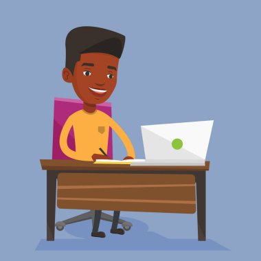 Öğrenci dizüstü eğitim için kullanma.