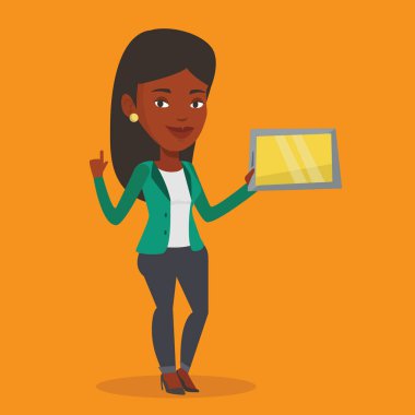 Tablet bilgisayar vektör çizim kullanarak öğrenci.