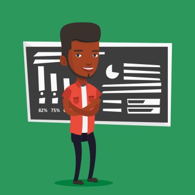 Öğretmen ya da öğrenci ayakta kara tahta önünde