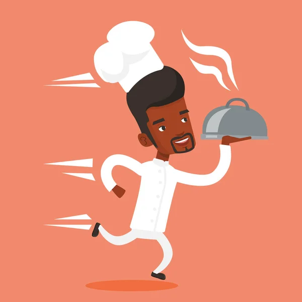 Correndo chef cozinheiro vetor ilustração . — Vetor de Stock