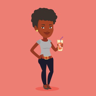 Kokteyl vektör çizim içme kadın.