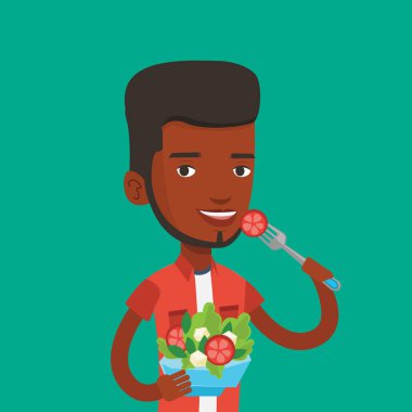 Adam yeme sağlıklı sebze salatası.