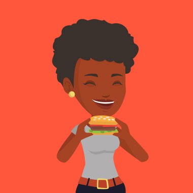 Hamburger vektör çizim yemek kadın.