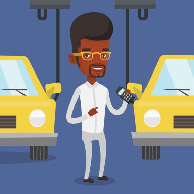 Araba için otomatik montaj hattı kontrol işçi