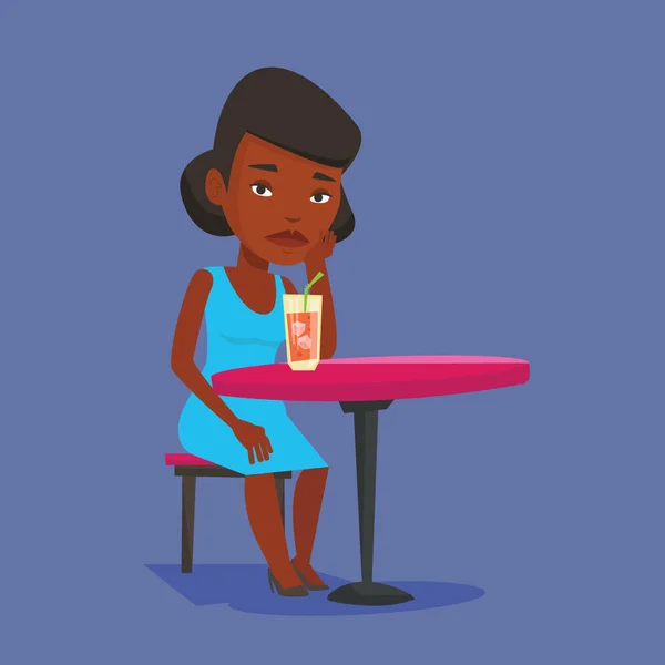 Mujer bebiendo cóctel en el bar . — Vector de stock