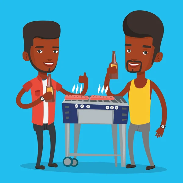 Amigos divirtiéndose en la fiesta barbacoa . — Vector de stock