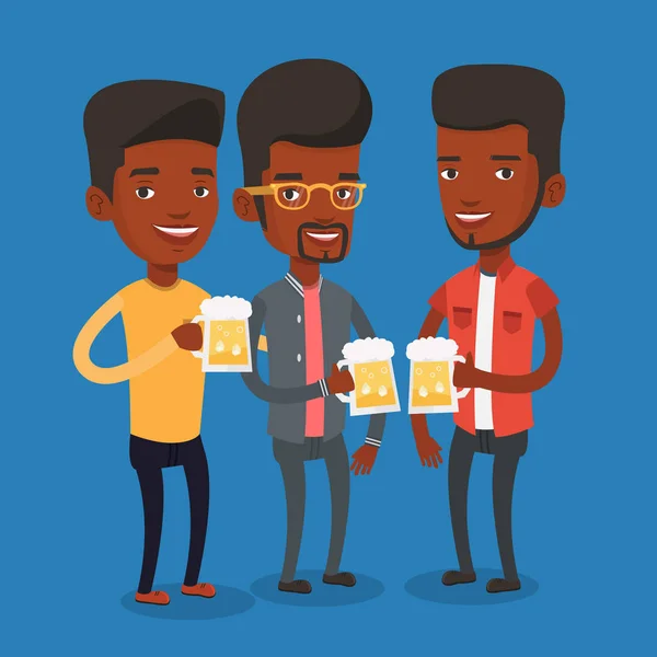 Grupo de amigos disfrutando de la cerveza en el pub . — Vector de stock