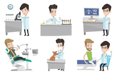 Vektör set doktor karakterler ve hastaların.