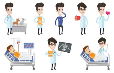 Vektör set doktor karakterler ve hastaların.