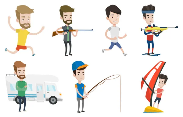 Conjunto vectorial de personajes deportivos . — Vector de stock