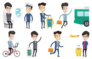 İnsanlar seyahat ayarla ulaşım vektör.