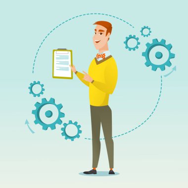 İşadamı vererek iş sunumu.