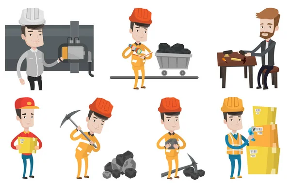 Vector set of industrial workers. — Stock Vector