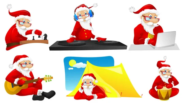 Set de vectores para navidad con Papá Noel . — Vector de stock