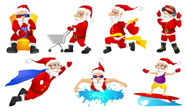 Vector set for christmas with Santa Claus. — Stock Vector
