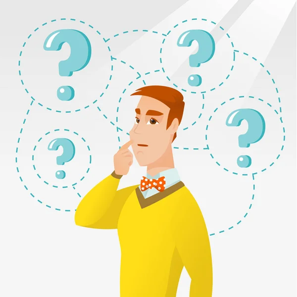 Young businessman thinking vector illustration. — Stock Vector