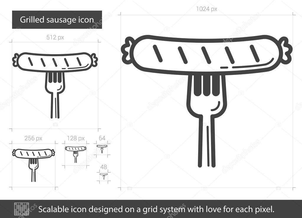 Grilled sausage line icon.