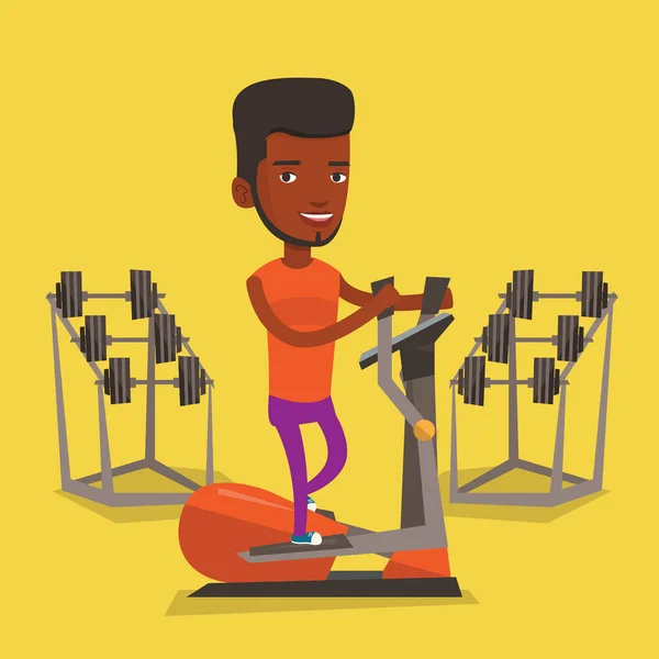 Man exercising on elliptical trainer. — Stock Vector