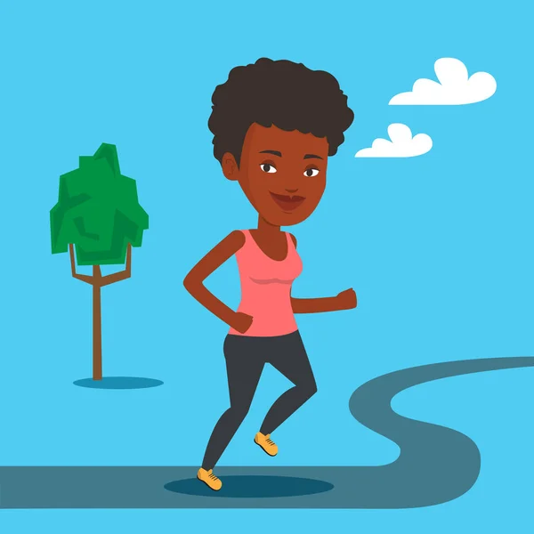 Mujer joven corriendo ilustración vector . — Vector de stock