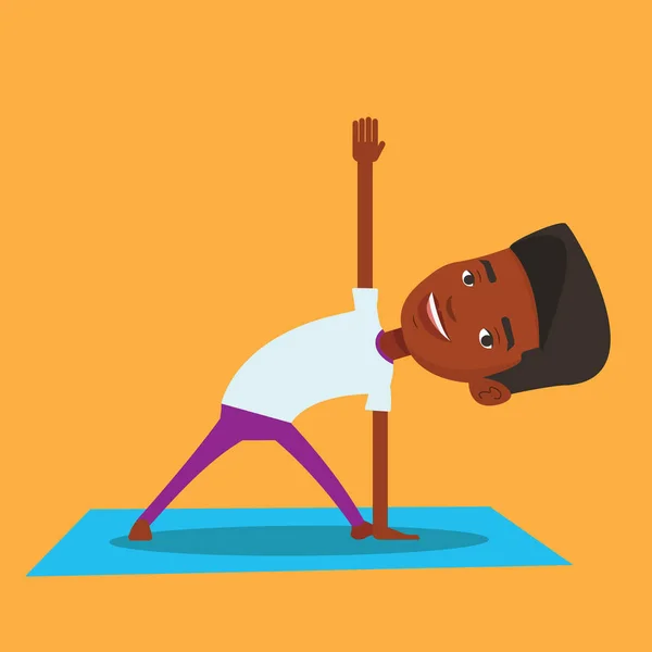 Mann praktiziert Yoga-Dreieck-Pose. — Stockvektor