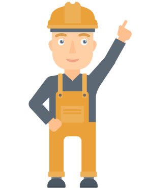 Parmak ile işaret baret işçi.