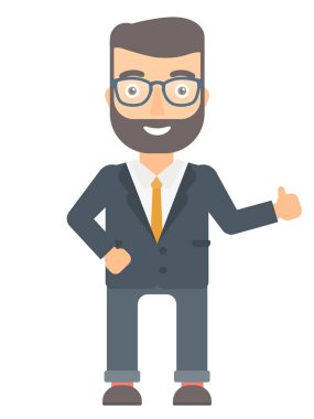 Vektör çizim başparmak veren işadamı.