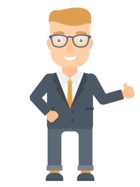 Vektör çizim başparmak veren işadamı.