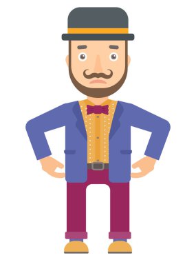 Depresif beyaz sirk sanatçısı Melon şapkalı.