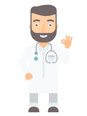 Doktor gösteren ok işareti illüstrasyon vektör.