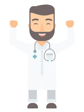 Yükseltilmiş silah ile ayakta doktor.