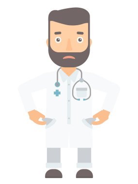 Boş ceplerini gösterilen doktor.