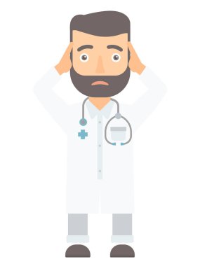 Doktor onun baş vektör çizim tutarak.