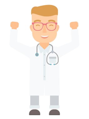 Yükseltilmiş silah ile ayakta doktor.