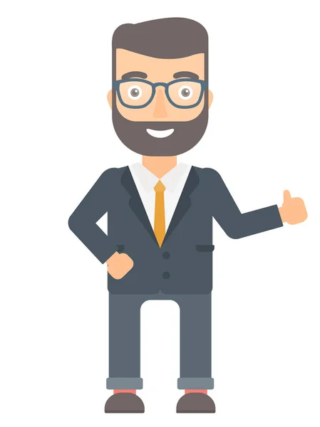 Businessman giving thumb up vector illustration. — Stock Vector