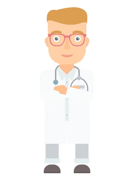 Confident doctor with arms crossed. — Stock Vector