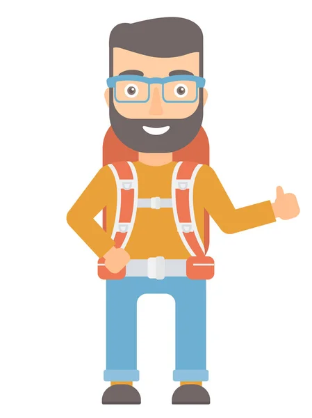 Hiker giving thumbs up vector illustration. — Stock Vector