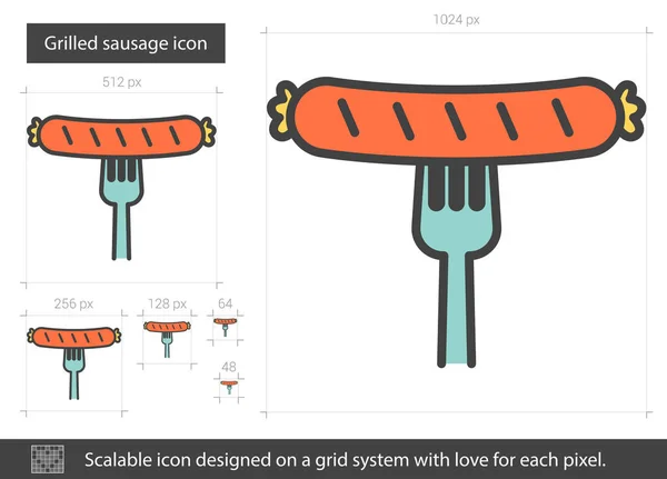 Grilled sausage line icon. — Stock Vector
