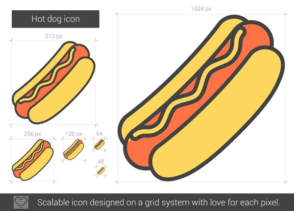 ホットドッグ線アイコン. — ストックベクタ