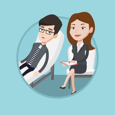 Oturum ile hasta olan psikolog.