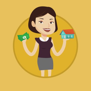 Kredi için kadın ev teşekkürler satın alma.