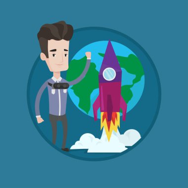 Vr kulaklık açık alanda uçan adam.