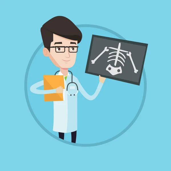 Docteur examinant illustration vectorielle de radiographie . — Image vectorielle