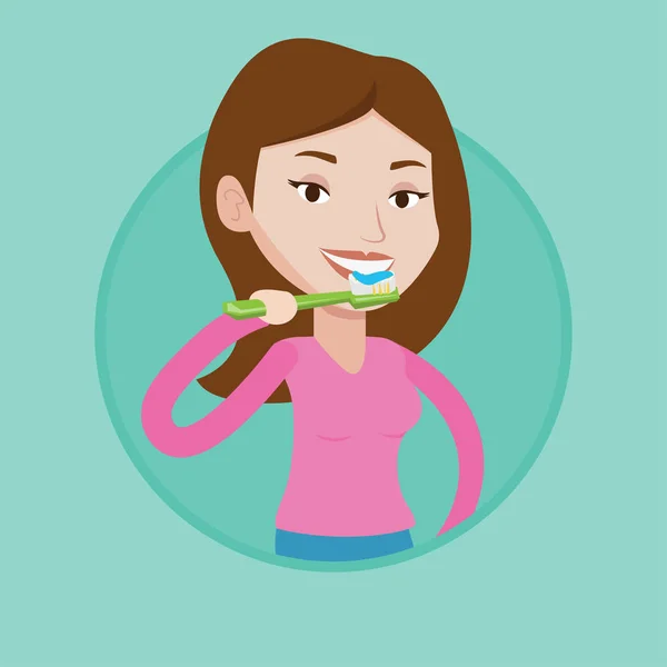 Ilustracja wektorowa kobieta szczotkowanie zębów. — Wektor stockowy