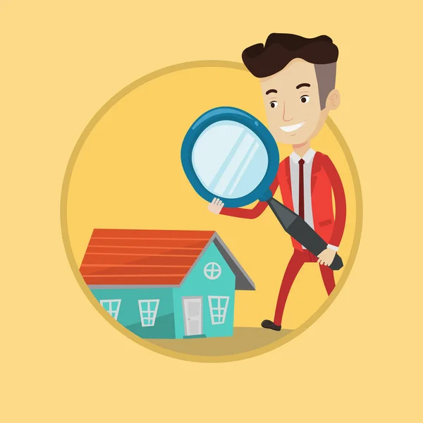 Man looking for house vector illustration. — Stock Vector