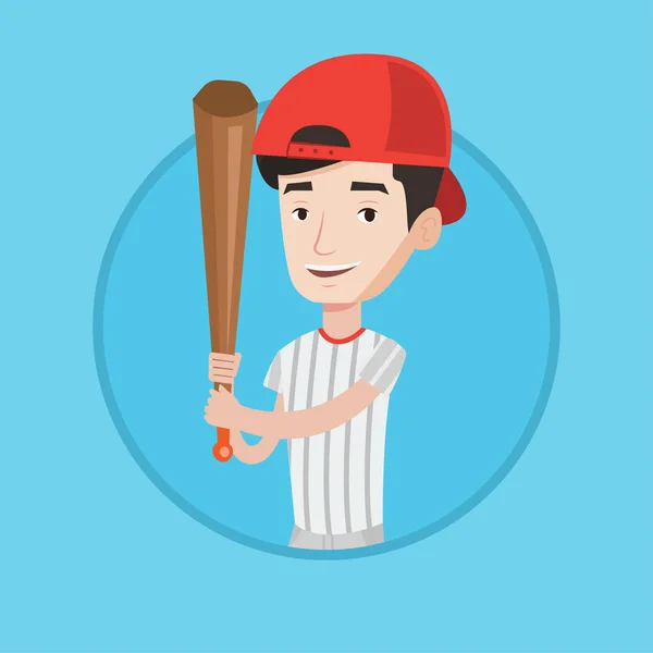 Jugador de béisbol con ilustración de vector de murciélago . — Archivo Imágenes Vectoriales