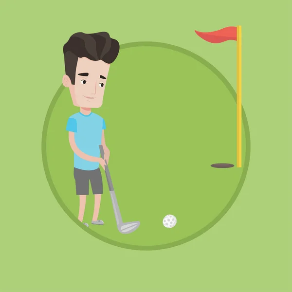 Golfista golpeando la ilustración vector bola . — Vector de stock