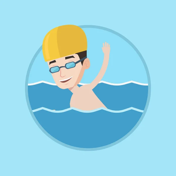Hombre natación vector ilustración . — Vector de stock