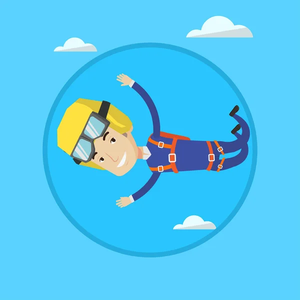 Kaukasischer Fallschirmspringer springt mit Fallschirm. — Stockvektor